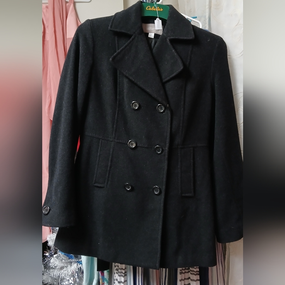 Croft & Barrow Black Peacoat Timeless Wool Design